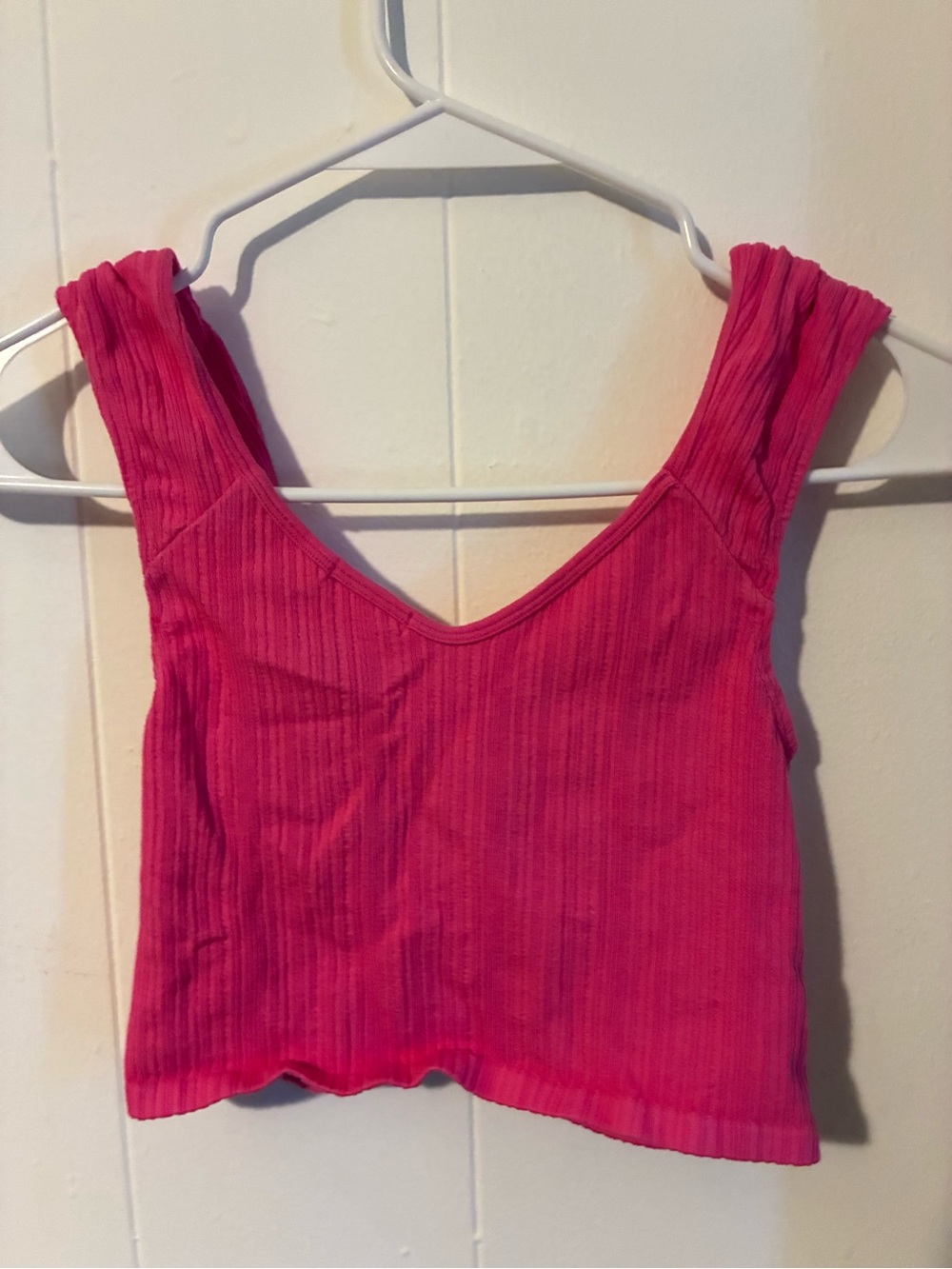 Bozzolo Pink Ruched Ribbed Crop Tank - Picture 2 of 3